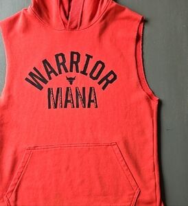 Under Armour Red Sleeveless Hoodie Warrior Mana